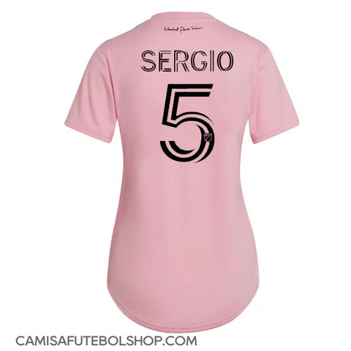 Camisa de time de futebol Inter Miami Sergio Busquets #5 Replicas 1º Equipamento Feminina 2023-24 Manga Curta